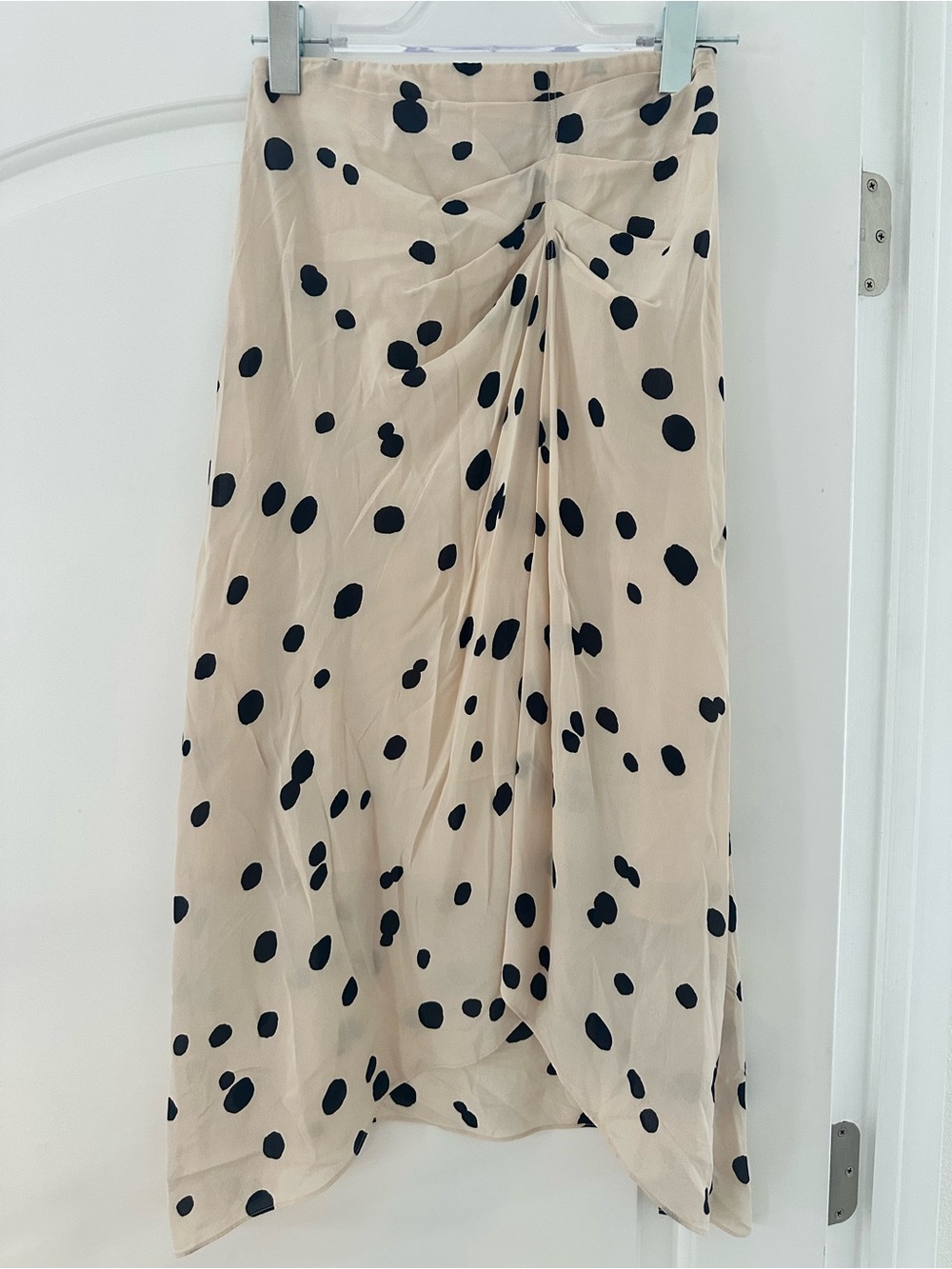 Ba&sh Beige Polka Dot Midi Skirt - Black Dot Pattern